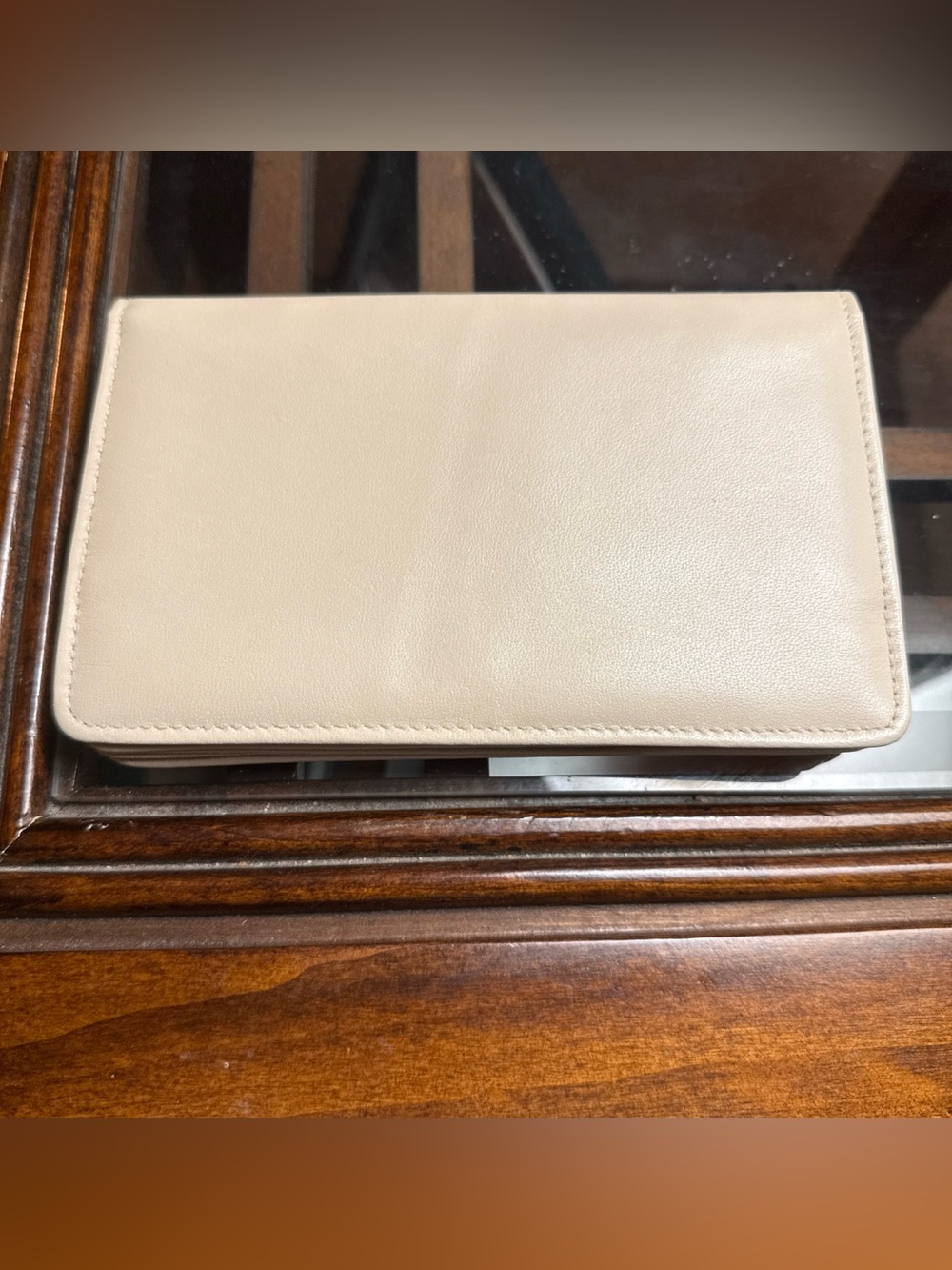 Rolfs Accordion Genuine Leather Cream Colored Vintage Wallet Snap Closure